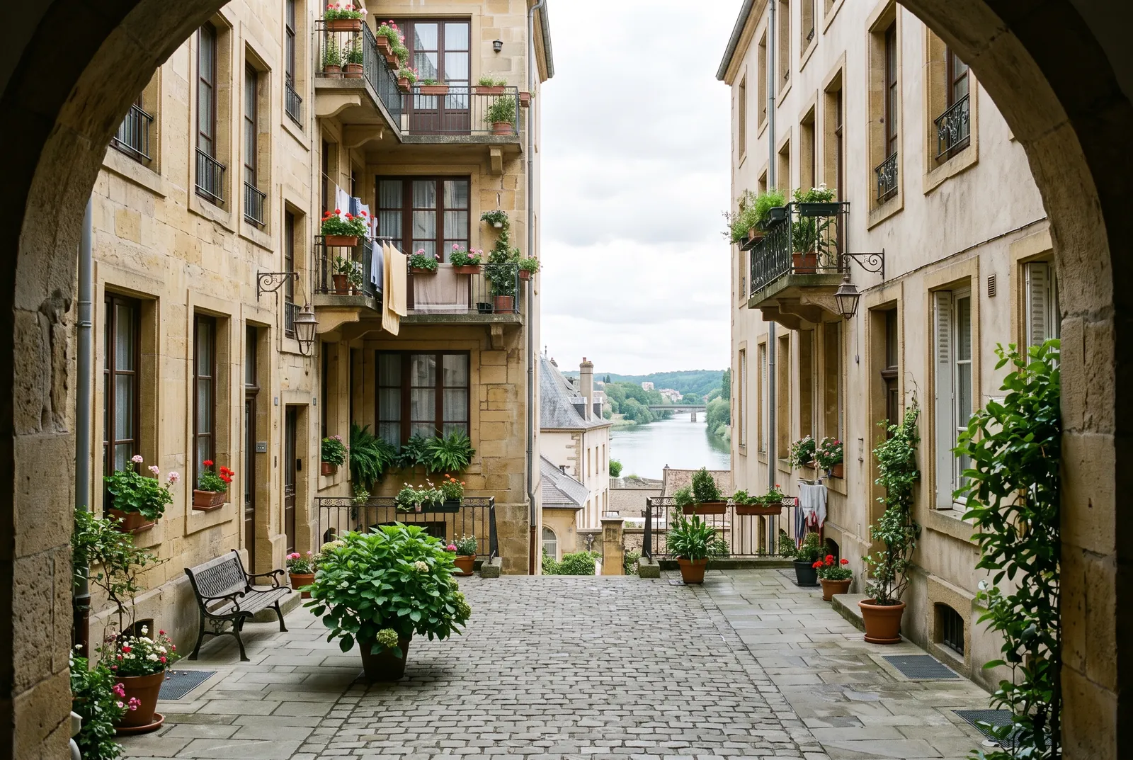 Cour intérieure d'un immeuble à Thionville